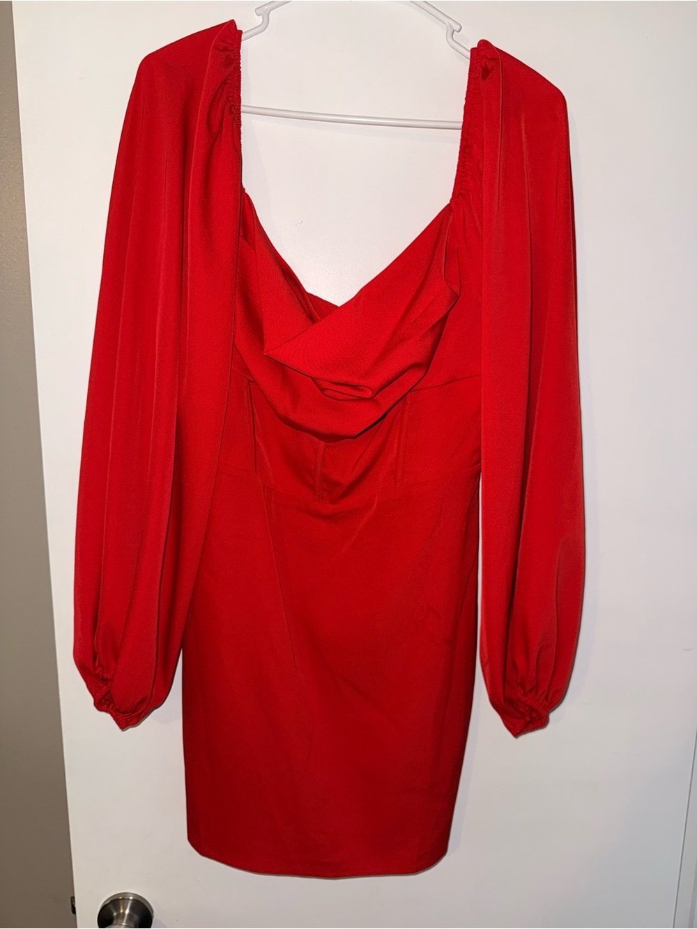 Princess Polly Red Cowl-Neck Long Sleeve Mini Dress